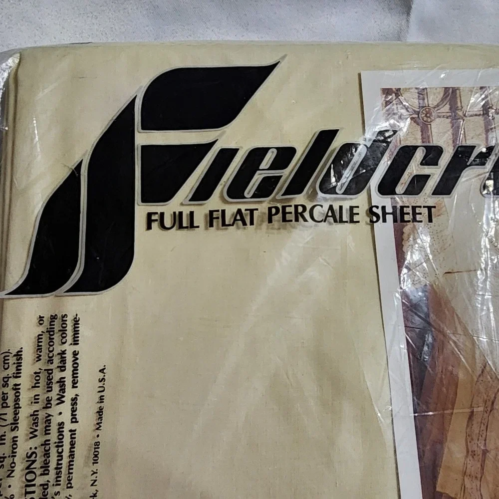 Fieldcrest Trousseau Lace Full Flat Sheet Vintage Eyelet Percale Cream New